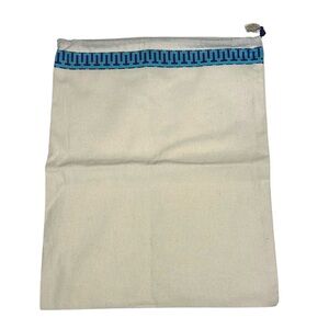 Tory Burch Canvas Drawstring Bag with Blue Trim